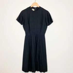 Vintage Alison Ayres Original Black Short Sleeve Knee Length Dress Sz XS / Small